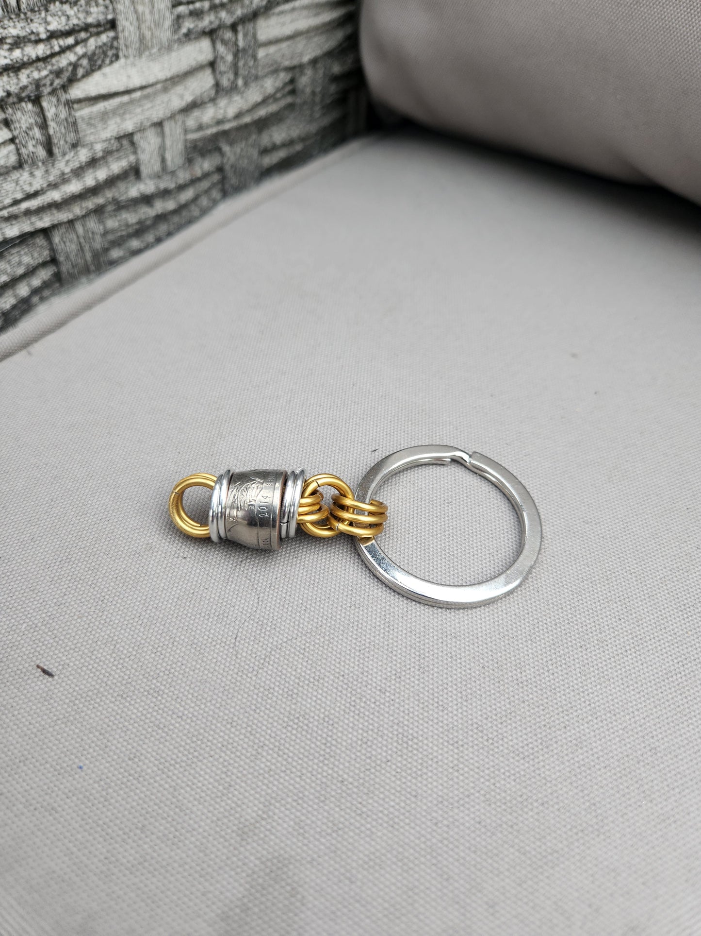 Custom United States Quarter Keychain with Brass Aluminum Rings Unique Design Key Accessory