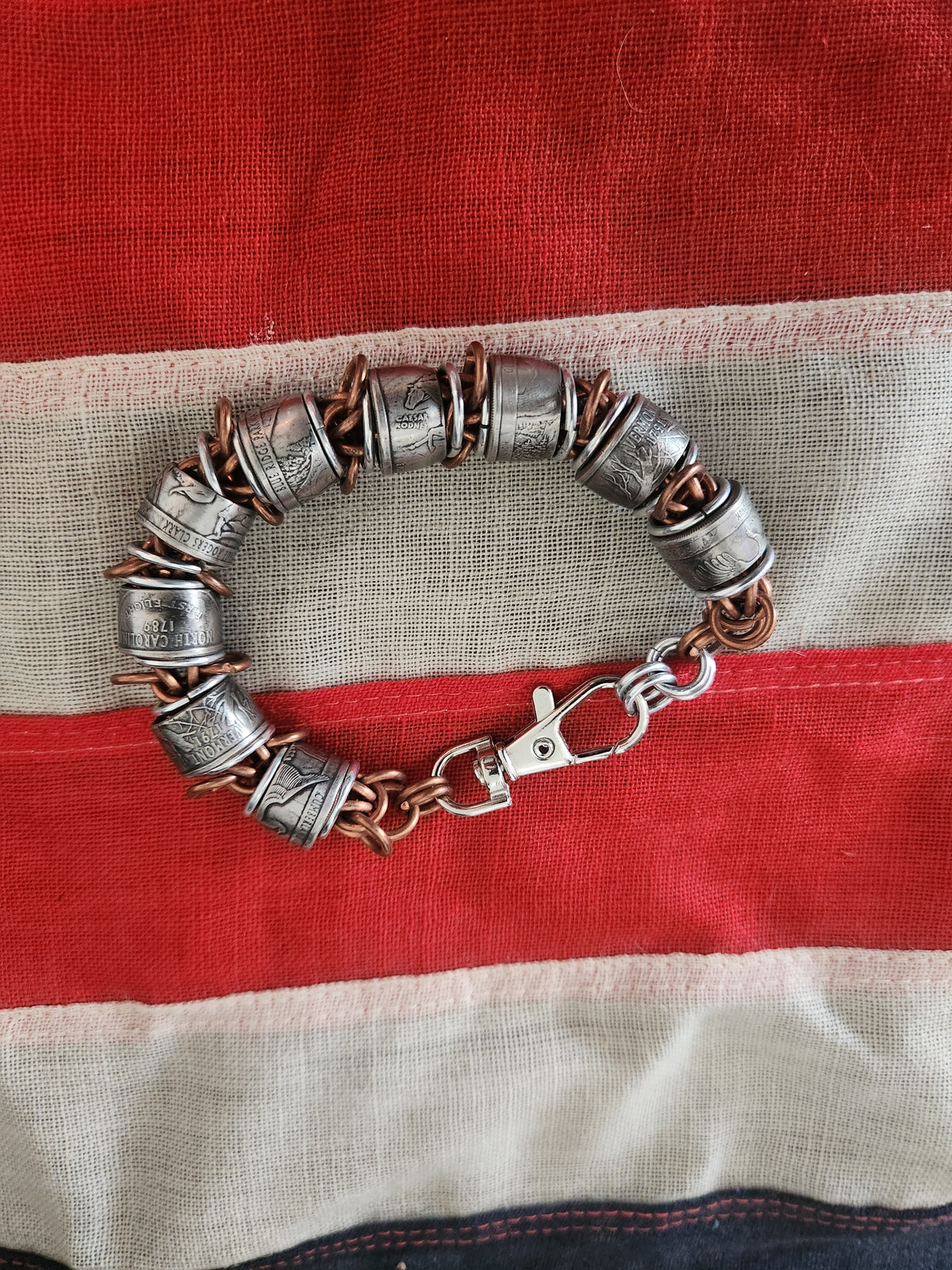 Custom United States Quarter's and Copper Chain Bracelet
