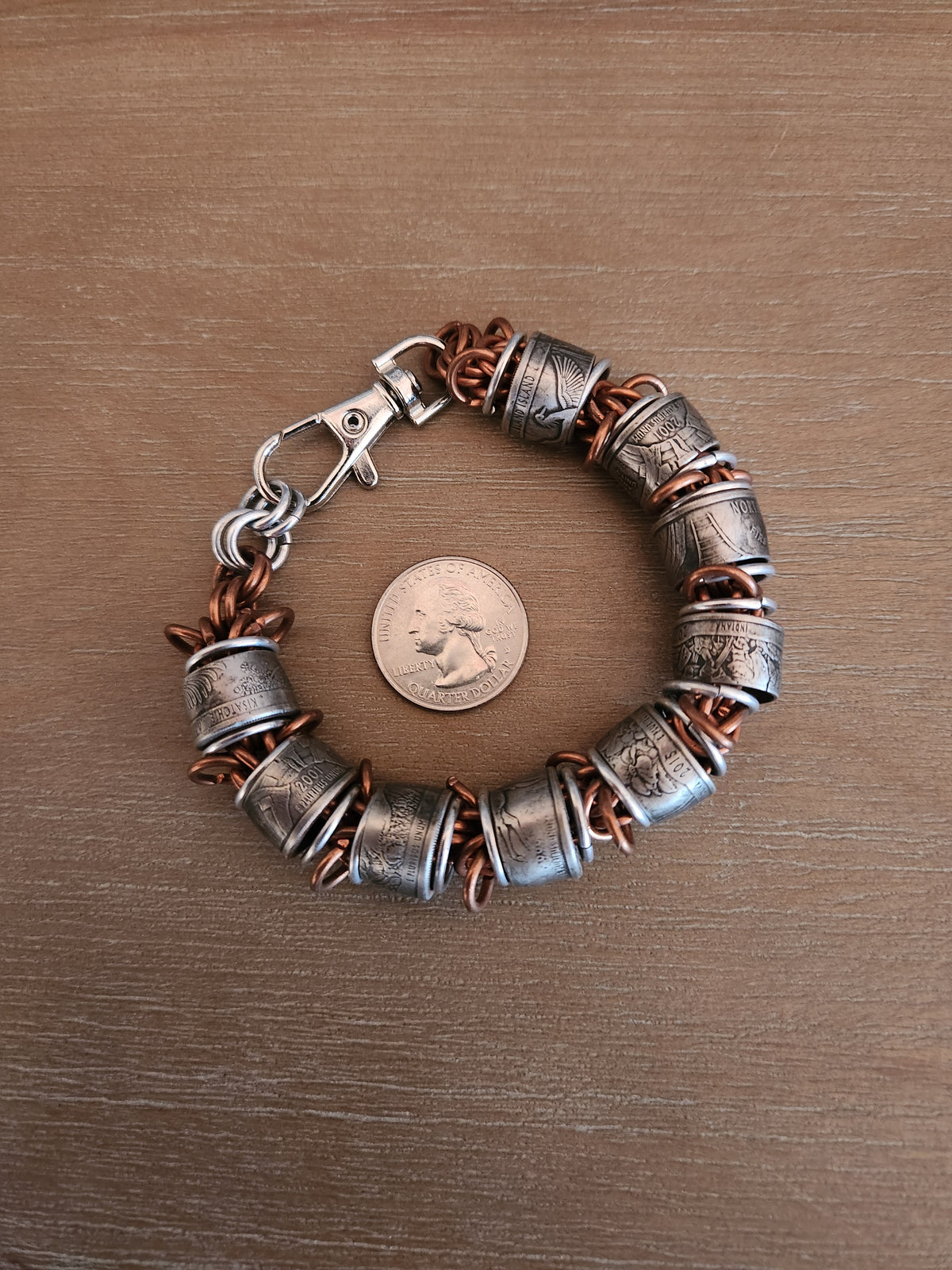 Custom United States Quarter's and Copper Chain Bracelet