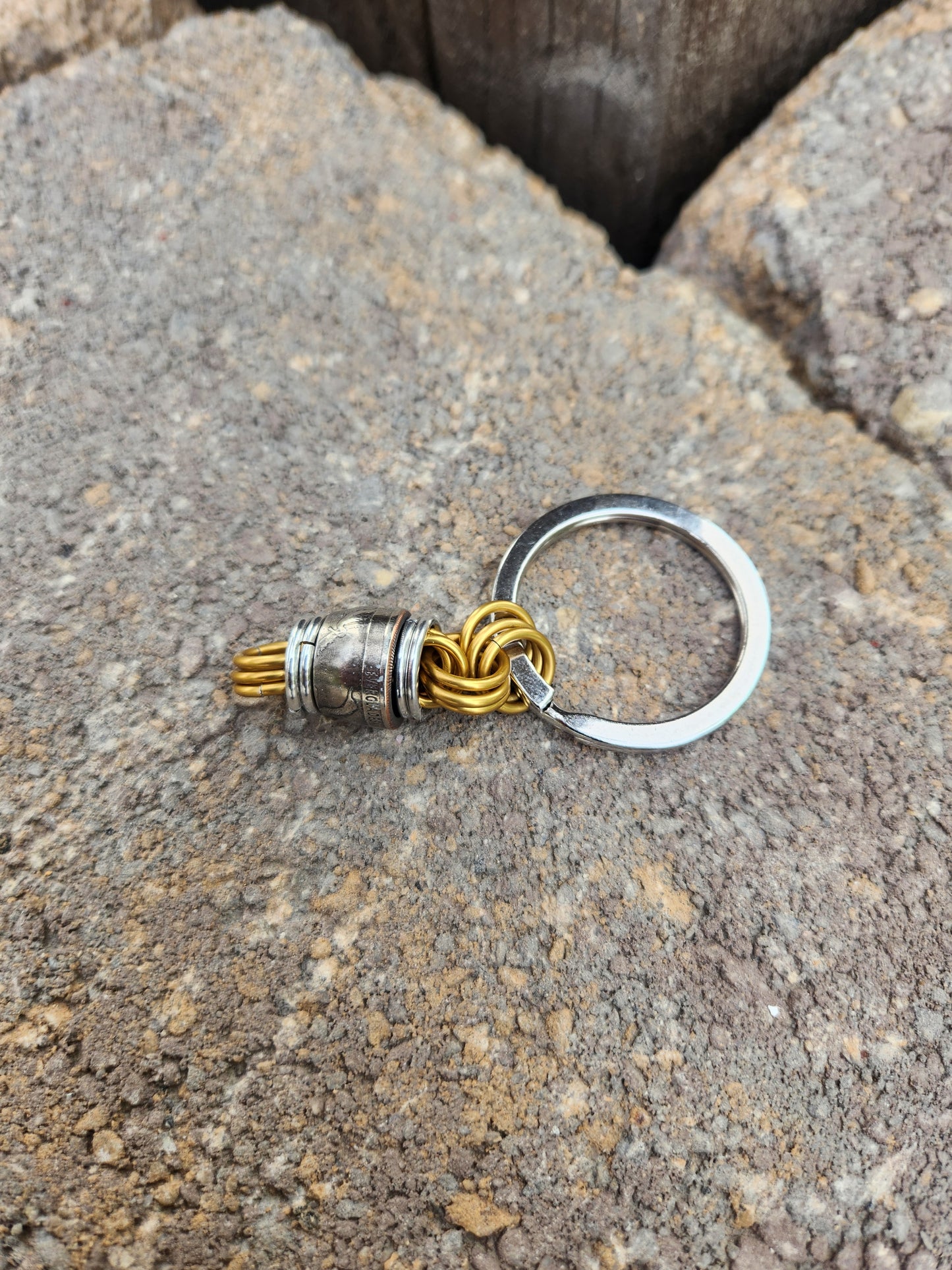 Custom United States Quarter Keychain with Brass Aluminum Rings Unique Design Key Accessory