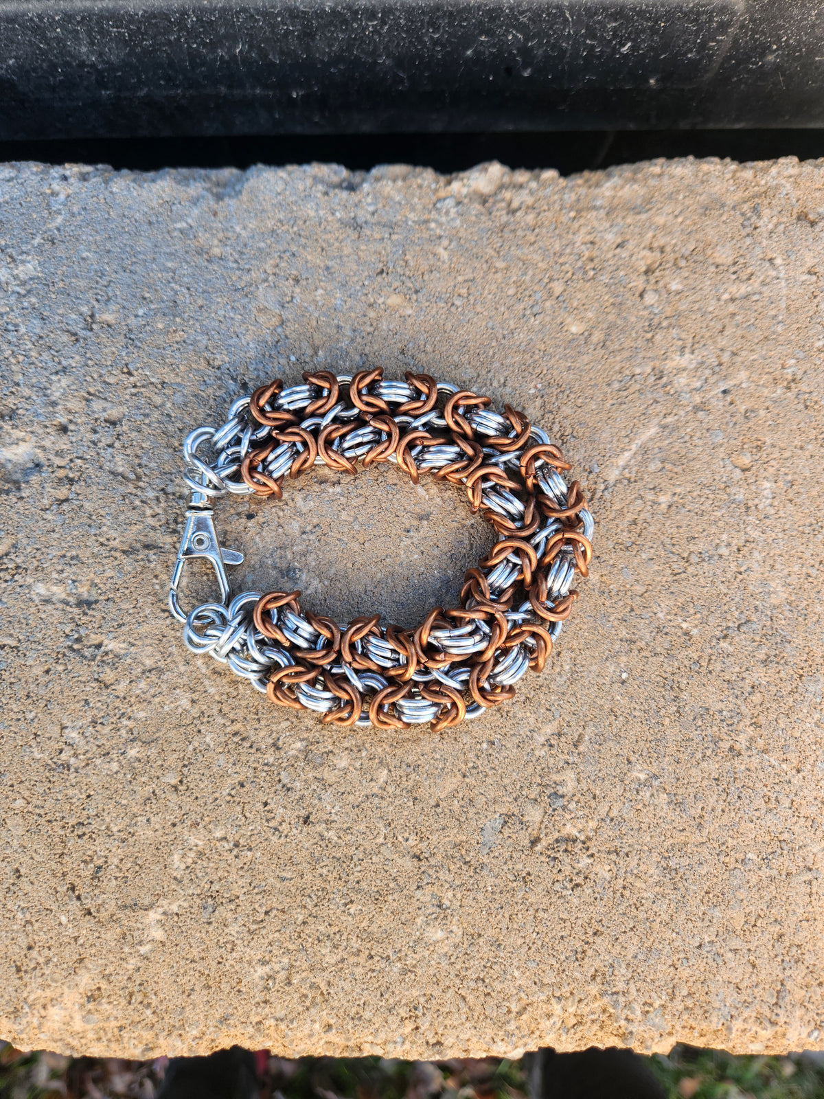 Copper and Polished Steel Double Link Bracelet - Elegant Design for Versatile Wear