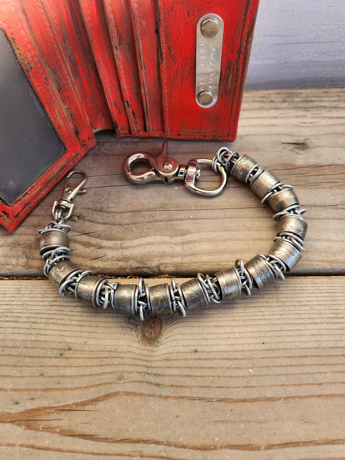 18in. Custom United States Quarter polished steel wallet chain