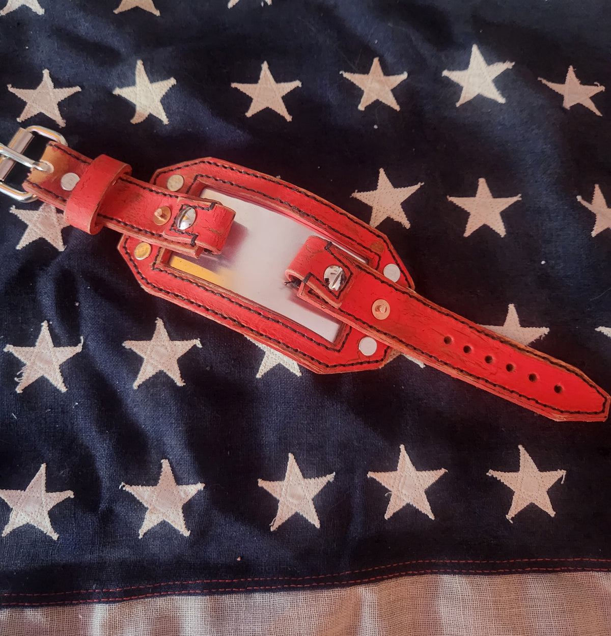 Custom Vintage Red and Polished Steel Smart Watch with Adjustable Strap and Durable Design