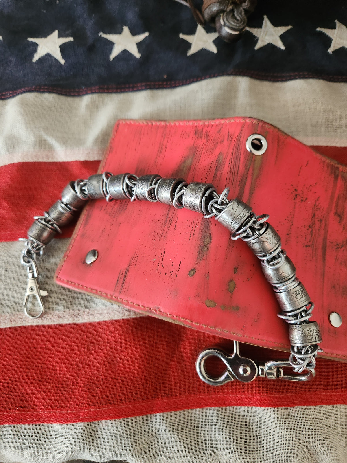 18in. Custom United States Quarter polished steel wallet chain
