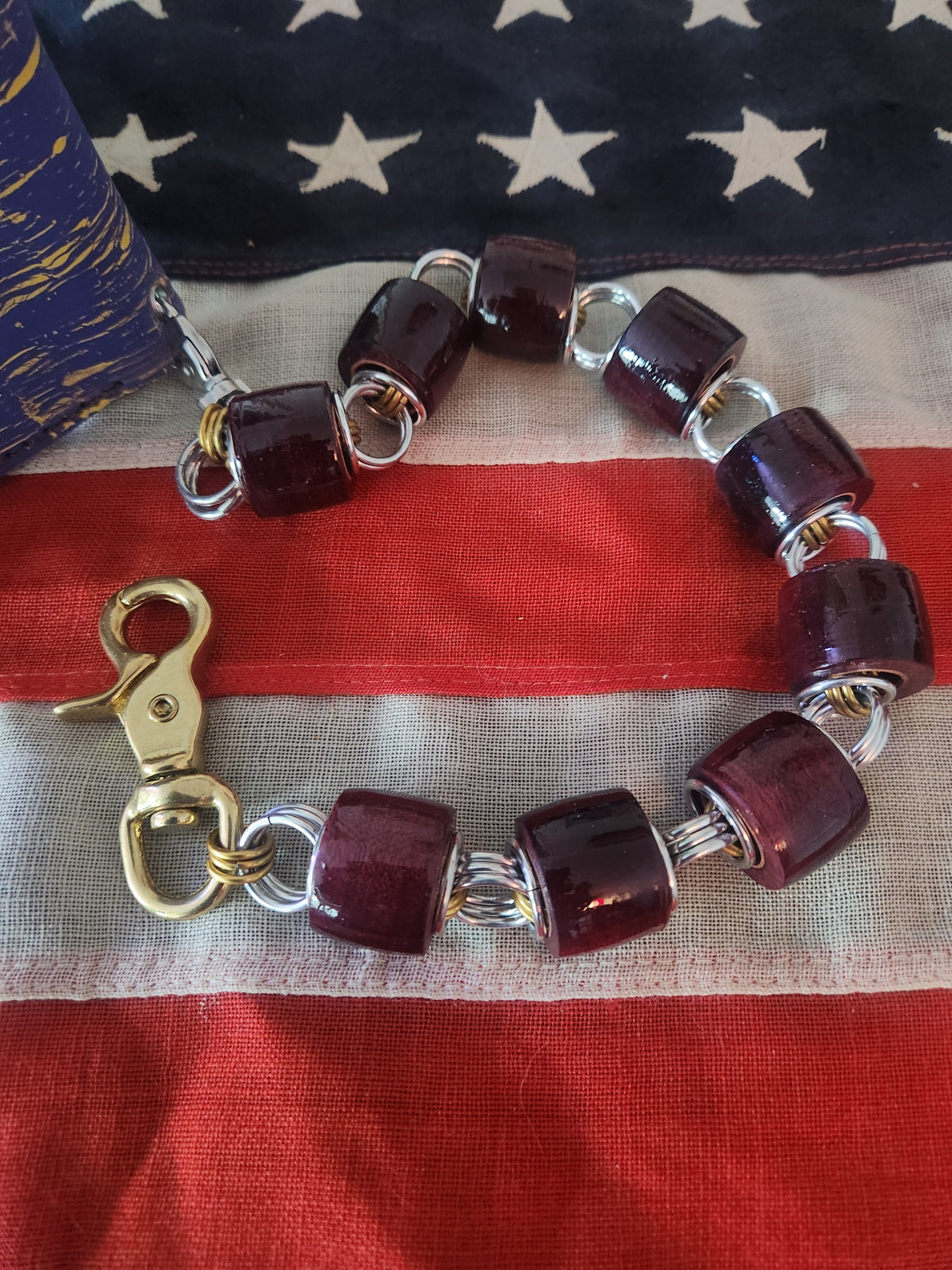 18in. Exotic Wood "Purple Heart" and polished Steel with Brass Rings