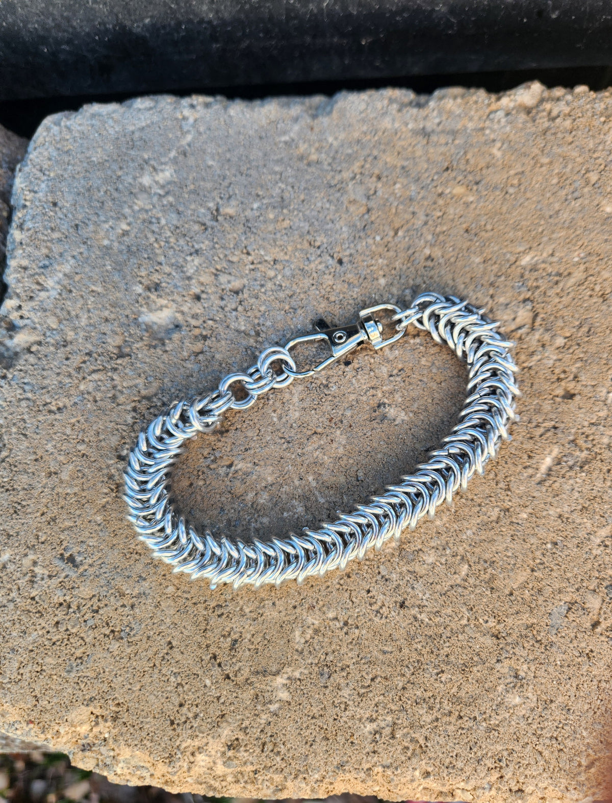 Weave Box Chain Polished Steel Bracelet with clasps