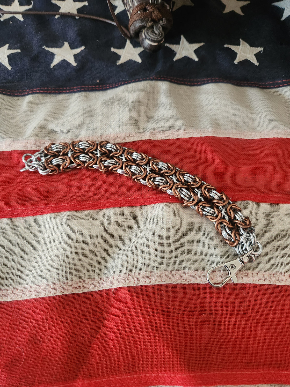 Copper and Polished Steel Double Link Bracelet - Elegant Design for Versatile Wear