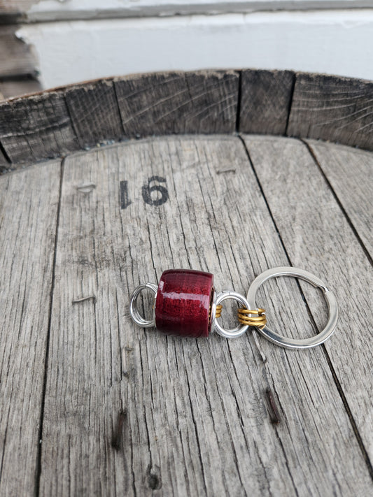 Purple Heart Exotic Wood Key Chain - Unique Design with purple Wood Accent and Silver Rings