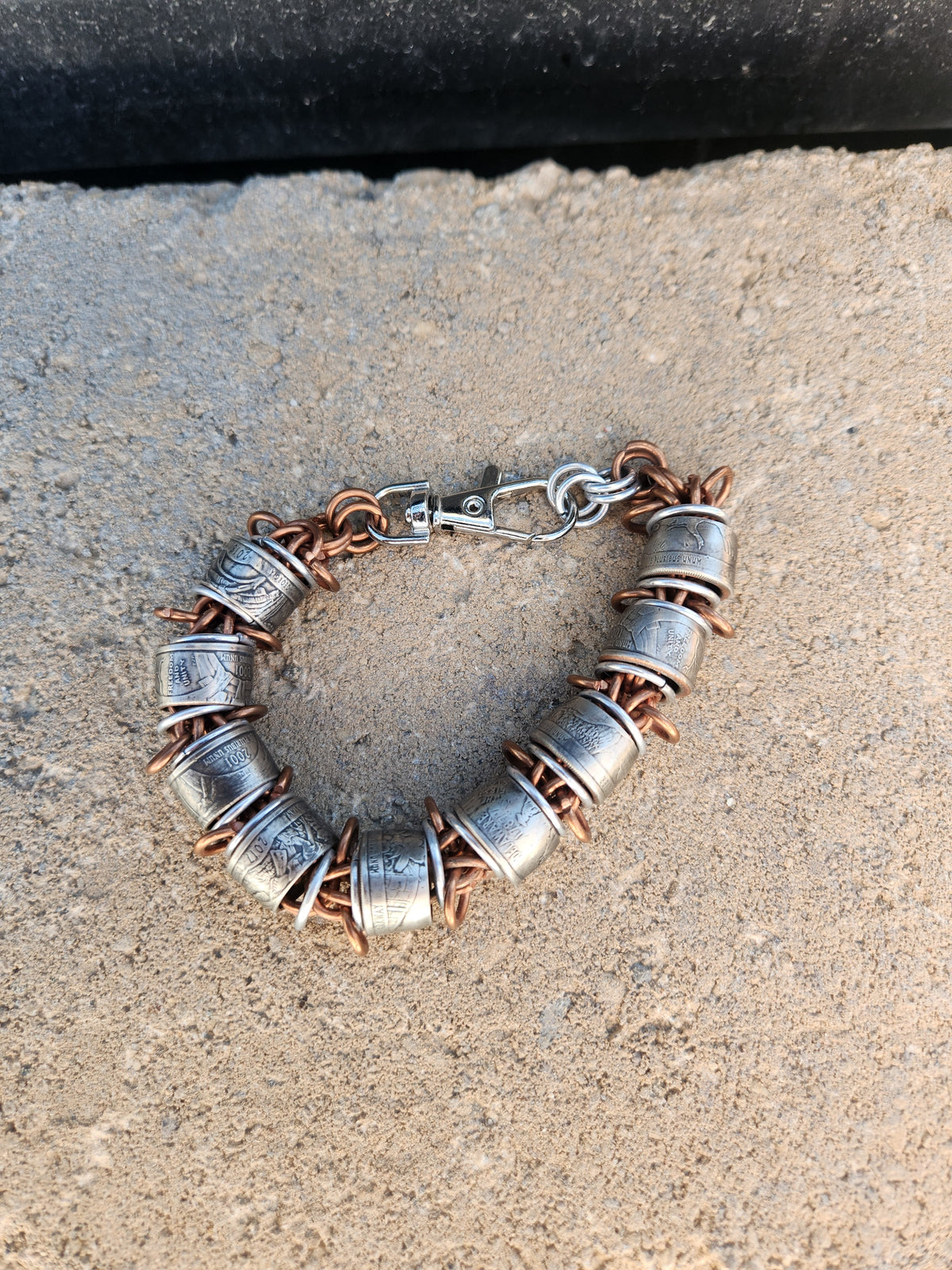 Custom United States Quarter's and Copper Chain Bracelet