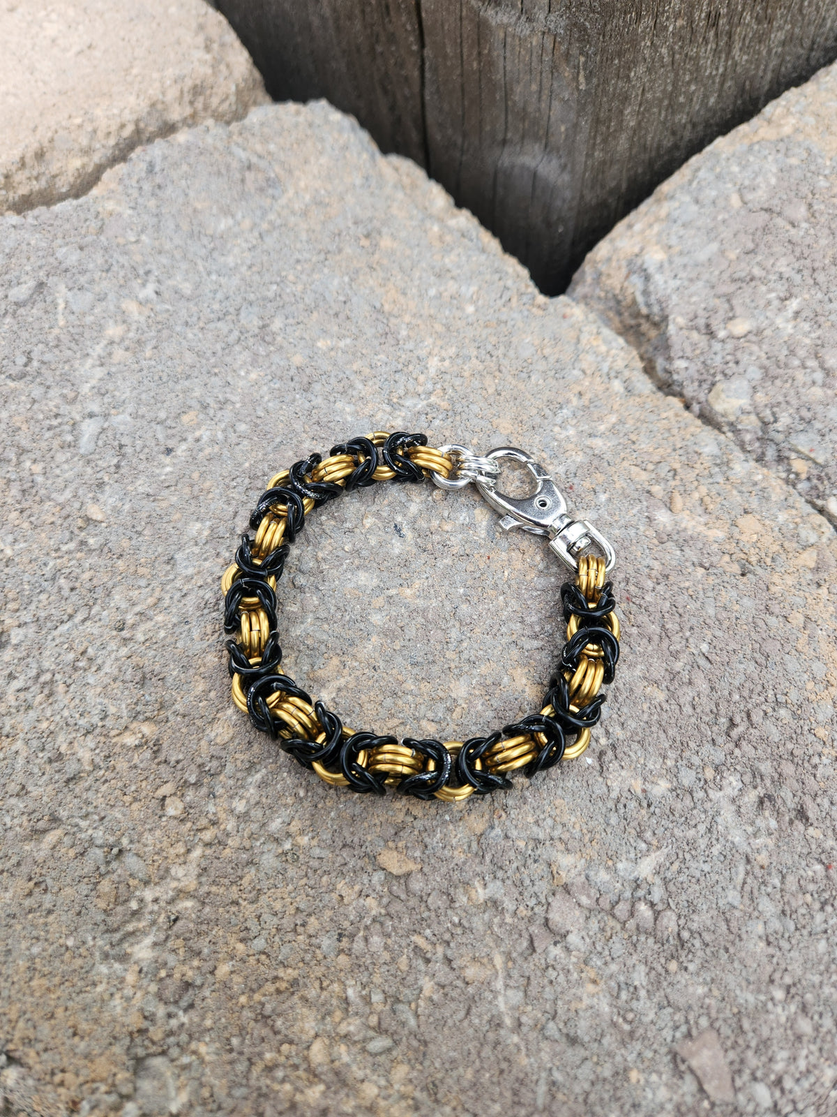 Brass and Black Aluminum Chain Bracelet