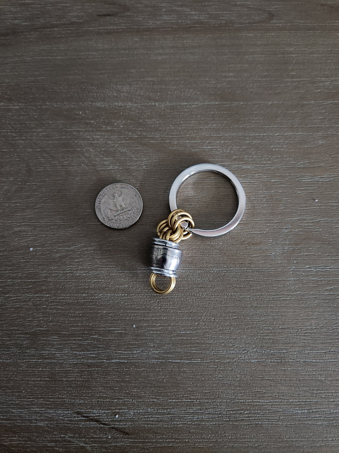 Custom United States Quarter Keychain with Brass Aluminum Rings Unique Design Key Accessory