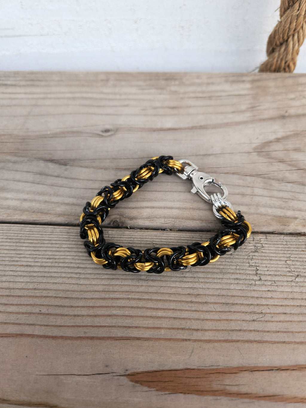 Brass and Black Aluminum Chain Bracelet