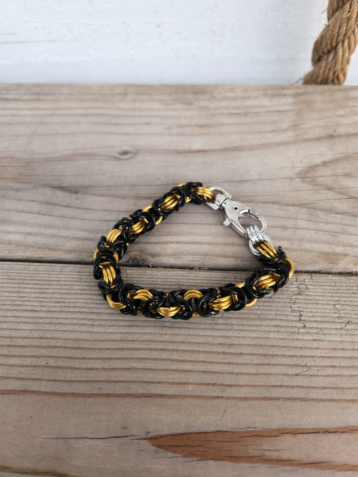 Brass and Black Aluminum Chain Bracelet