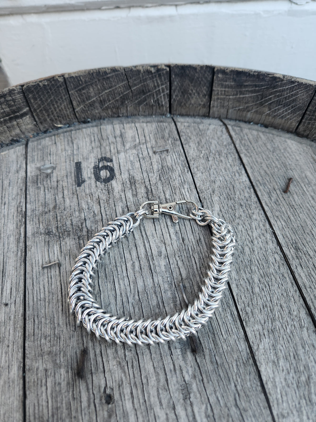 Weave Box Chain Polished Steel Bracelet with clasps
