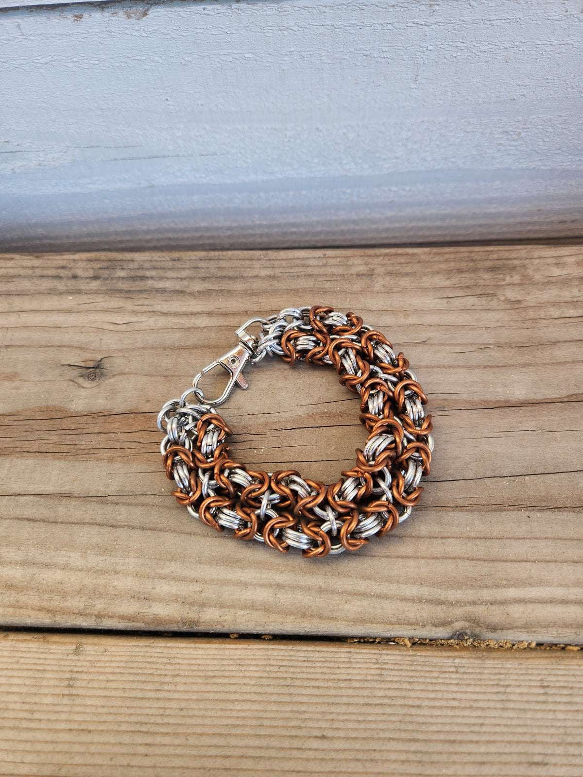 Copper and Polished Steel Double Link Bracelet - Elegant Design for Versatile Wear