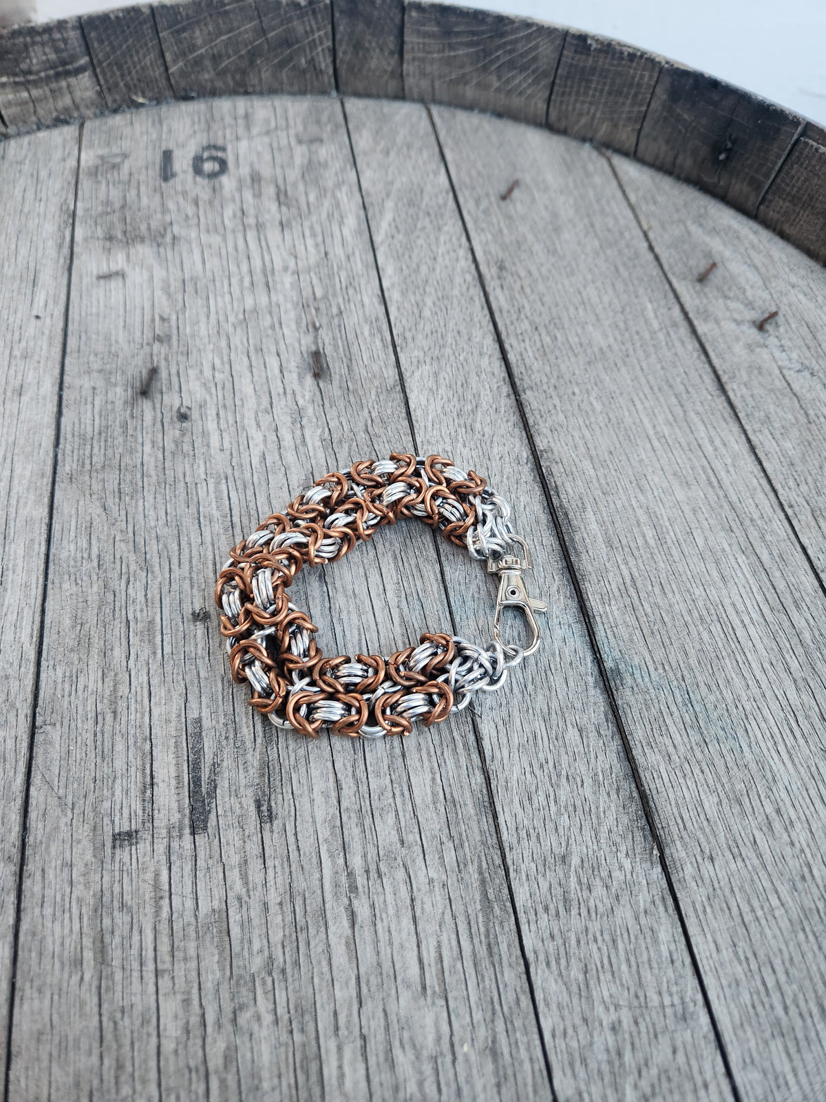 Copper and Polished Steel Double Link Bracelet - Elegant Design for Versatile Wear