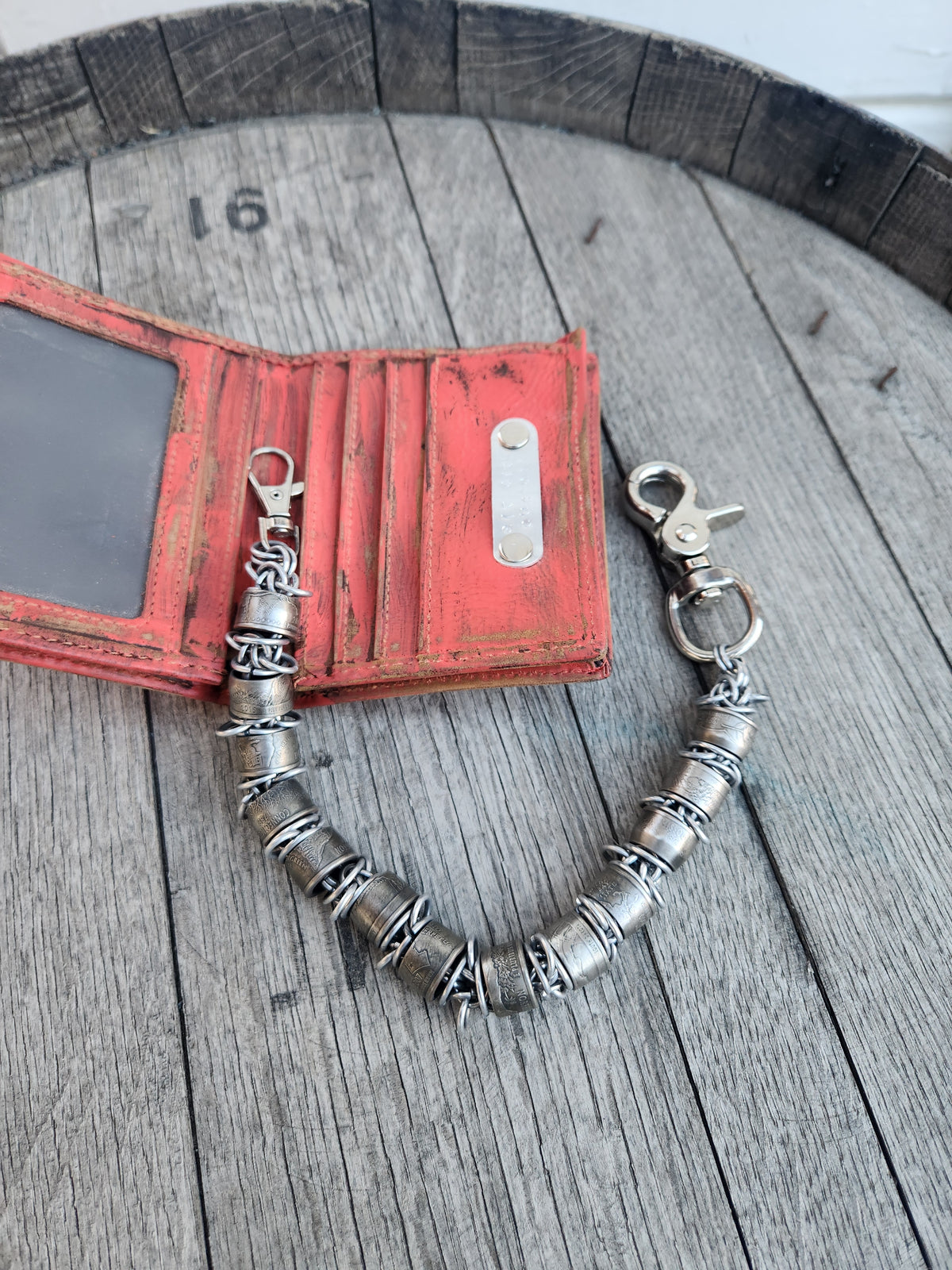 18in. Custom United States Quarter polished steel wallet chain